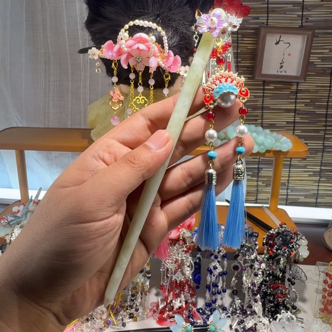 蛇纹石玉合金发饰