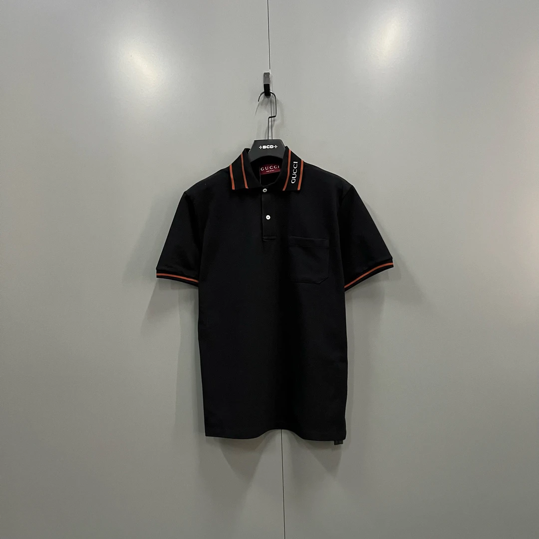 未使用 GUCCI/古驰 j3/领口条纹logo印花polo衫 S码/017000