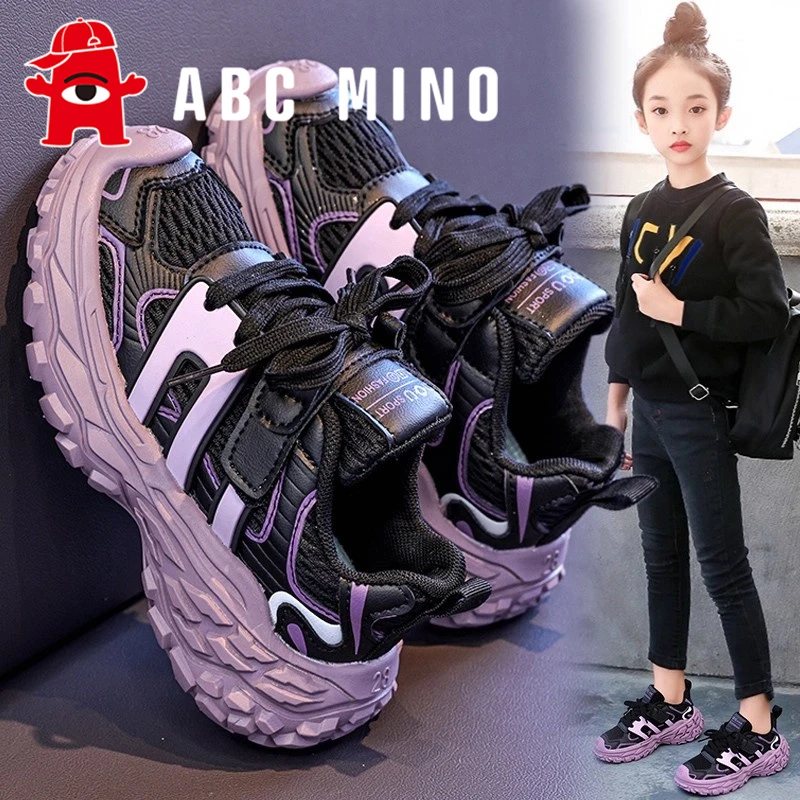 ABC MINO童鞋女童运动鞋秋季儿童网面透气儿童老爹鞋女孩防滑耐脏