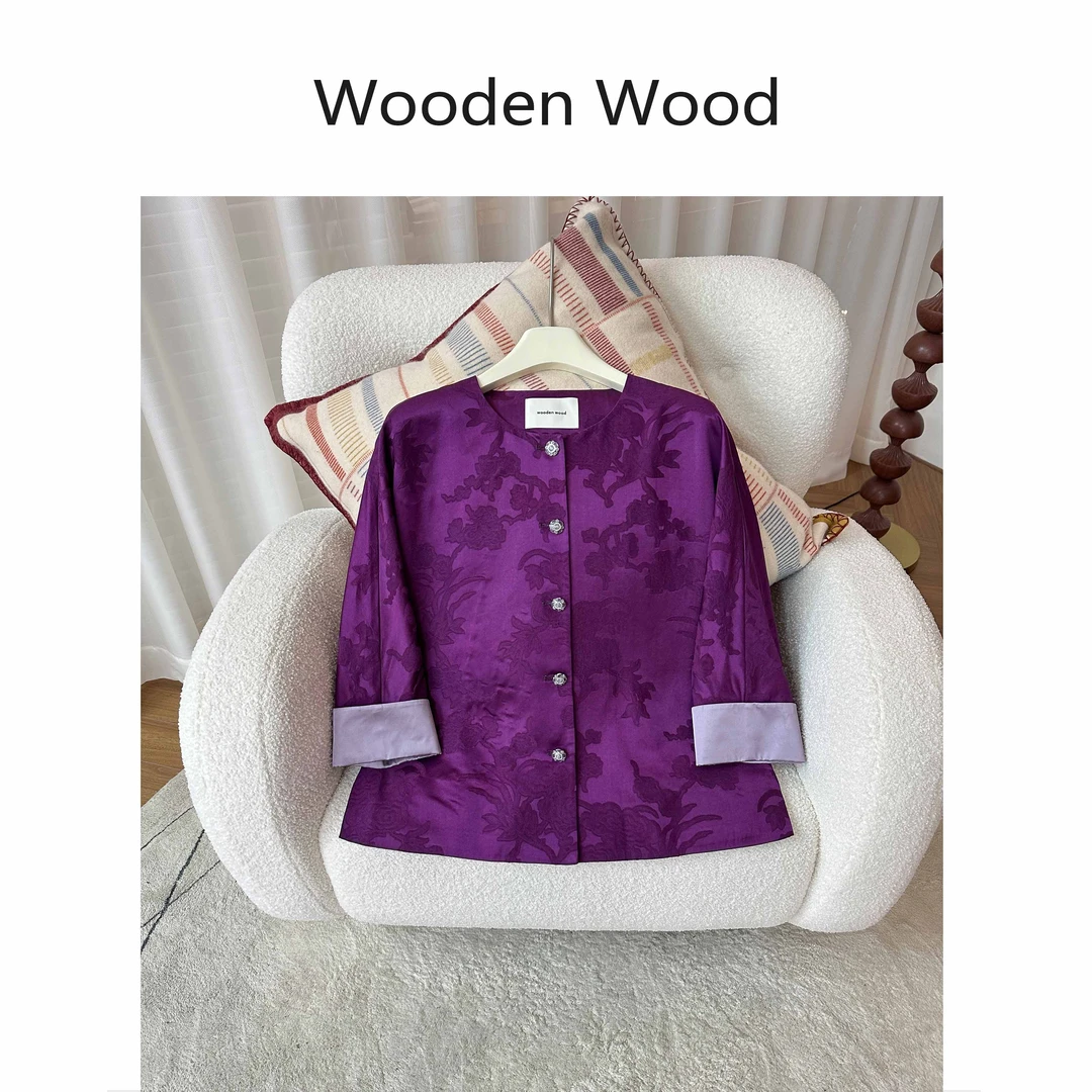 Wooden Wood“紫藤花语”新中式高级感提花设计百搭外套W25CS490