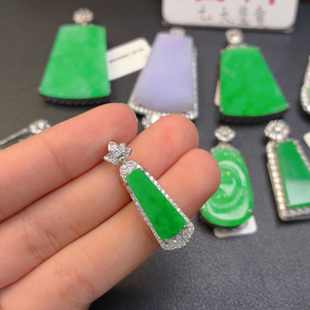 翡翠银S925镶嵌吊坠(不含链)