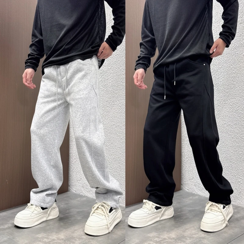 秋季新款潮流男士纯色休闲卫裤2025时尚简约百搭宽松直筒垂感长裤