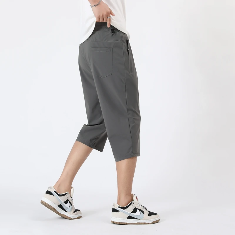 男女同款夏季冰丝七分裤透气耐磨高弹运动休闲裤薄款裤子速干垂感