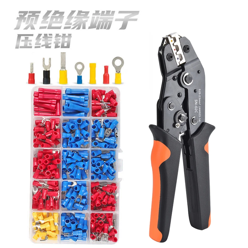 -棘轮压线钳预绝缘端子/冷压端子电工电线接头接线套装