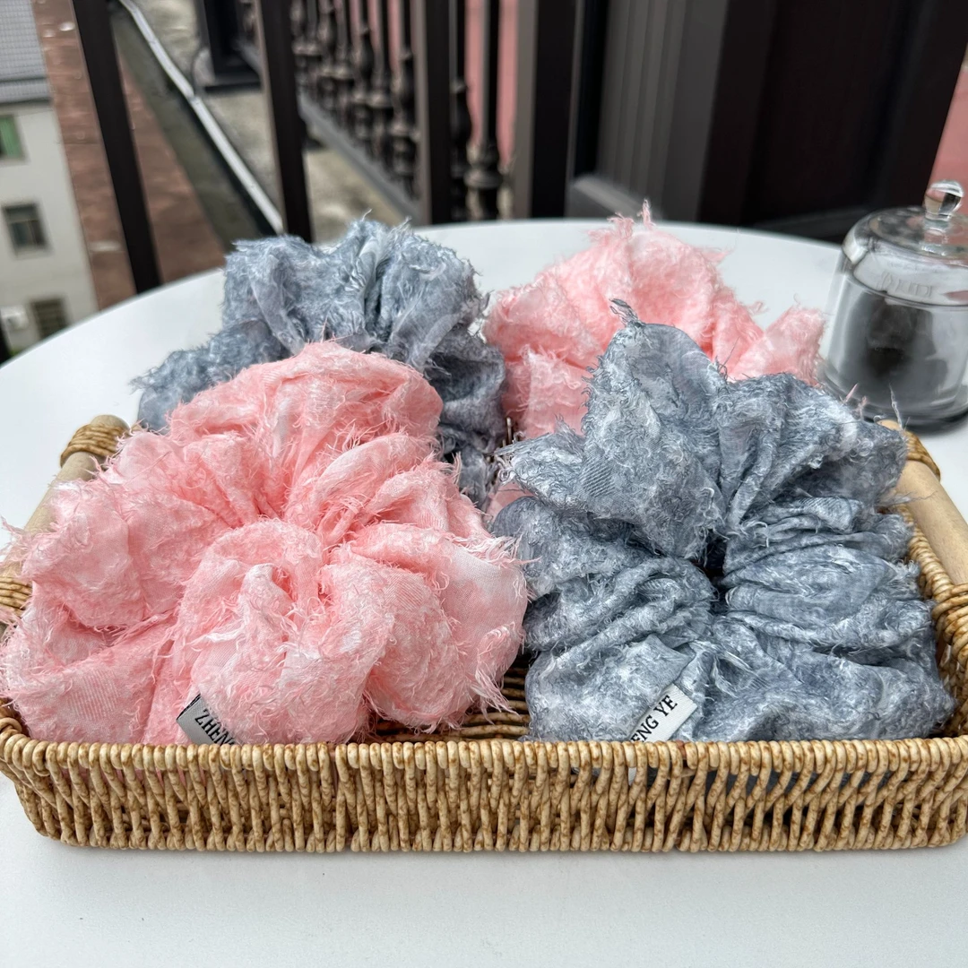 C36韩版气质甜美毛毛大肠发圈感百搭温柔扎头绳马尾发绳法式时尚