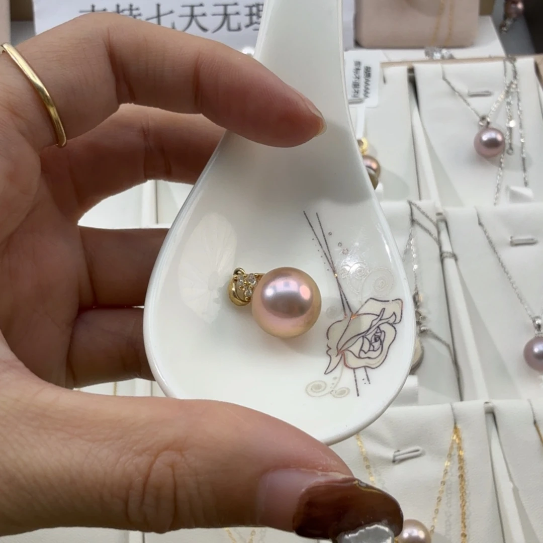 淡水珍珠银S925镶嵌吊坠(不含链)