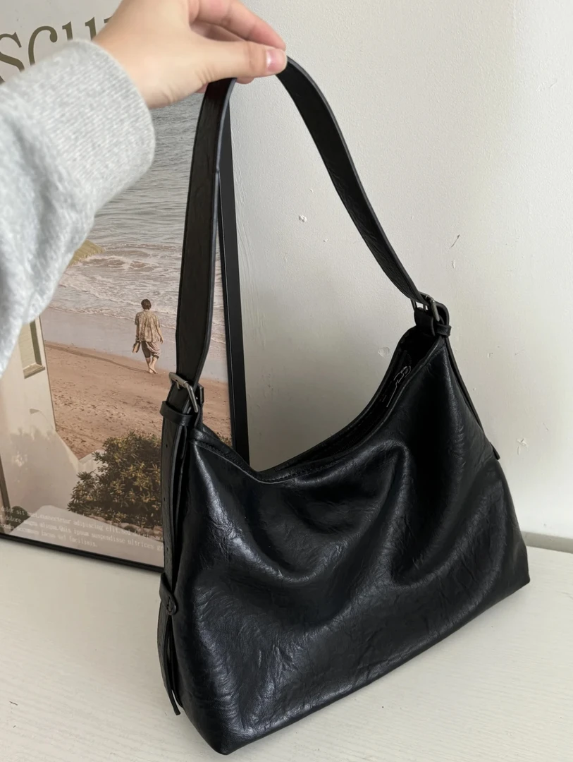 芝麻自制 2025春夏韩系气质慵懒百搭通勤学院休闲包包斜挎单肩包