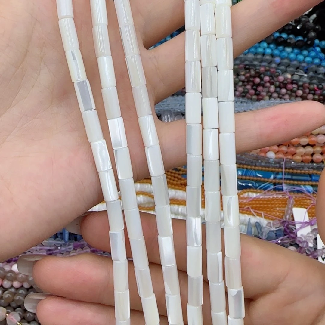 玛瑙/玉髓未镶嵌珠宝半成品白蝶贝管珠一条