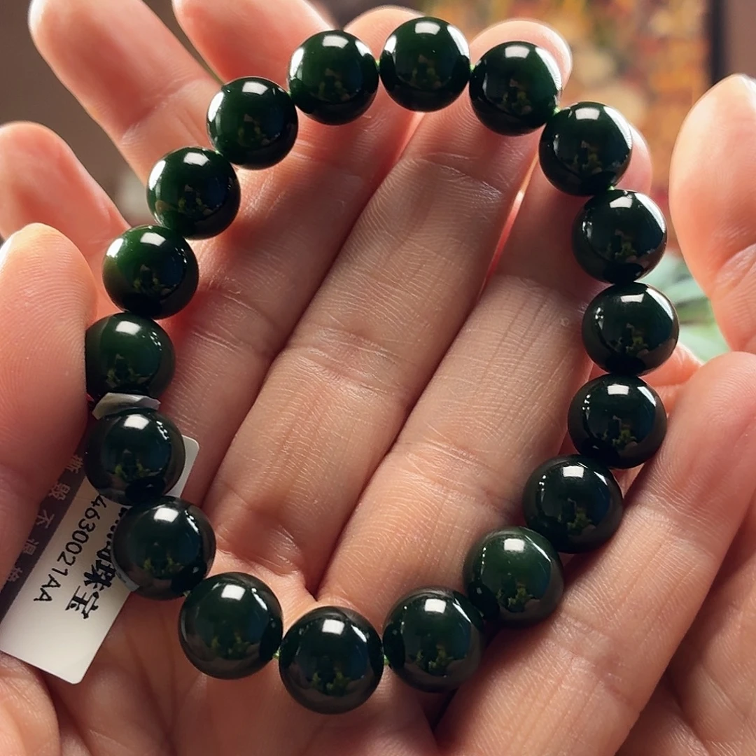 逸***生和田玉未镶嵌手串俄碧玉圆11