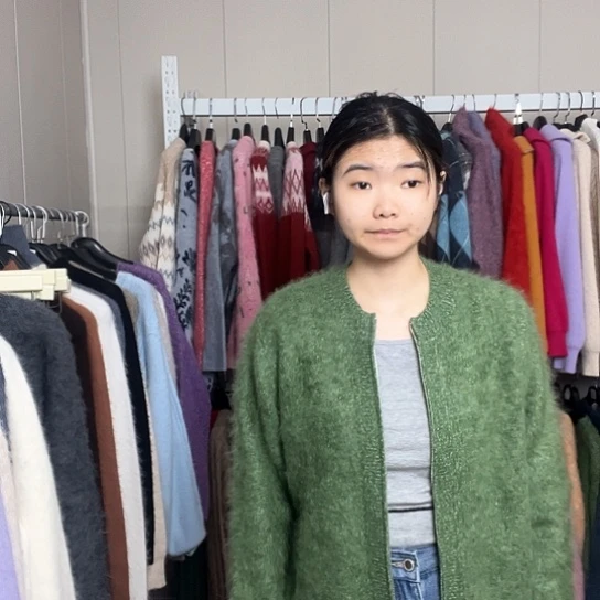 绿色开衫花纱拉链上衣