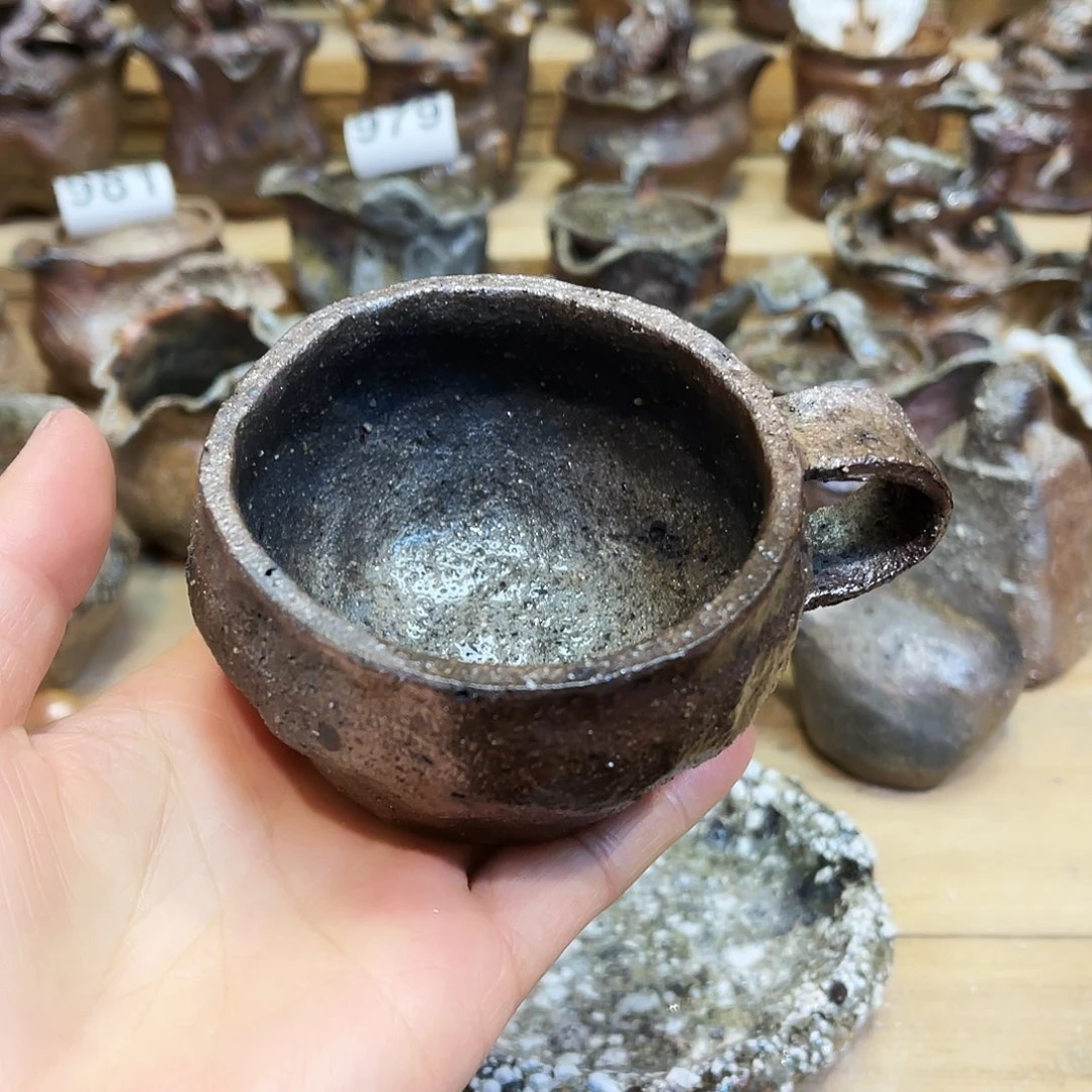 瓶柴烧粗陶手捏马克杯新品