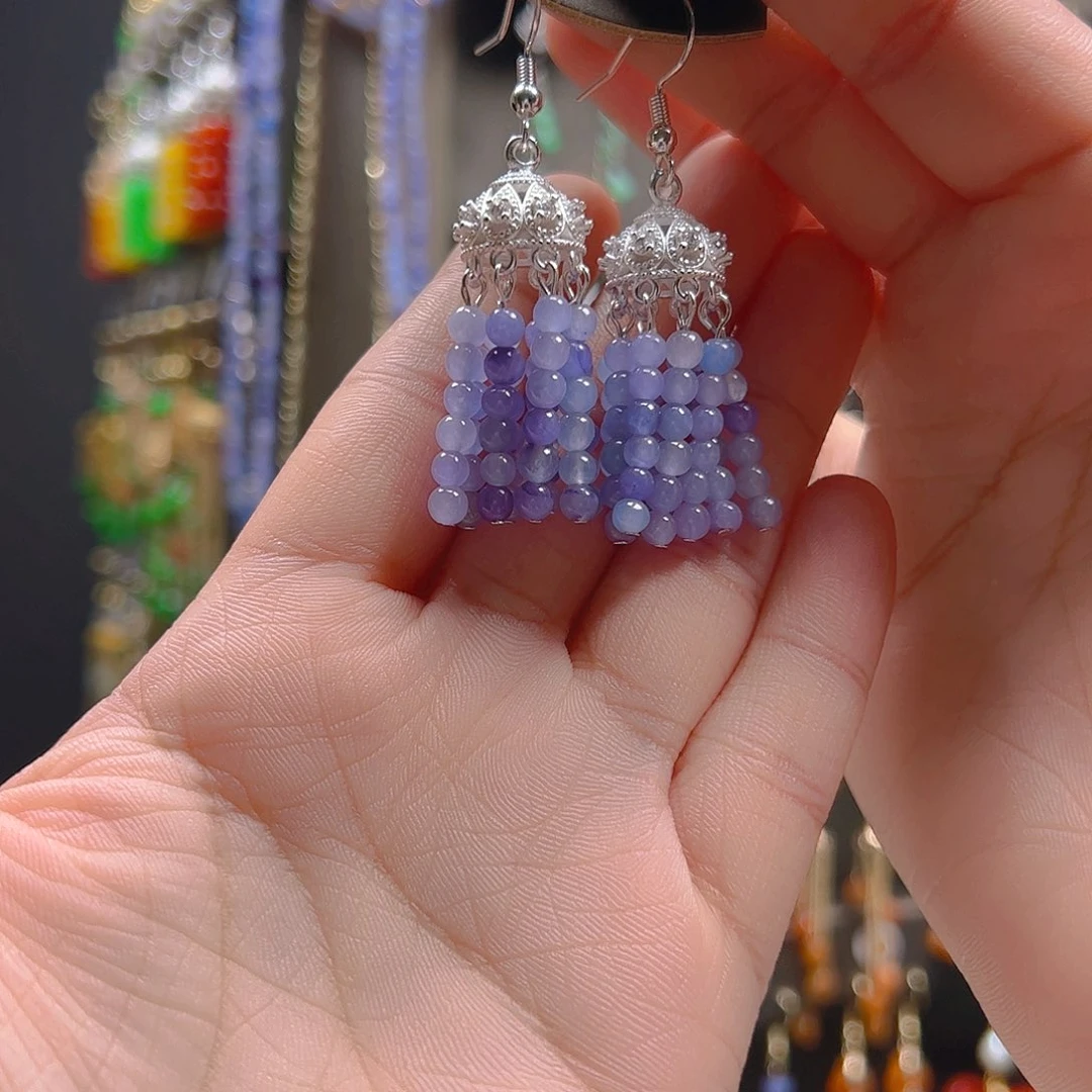 翡翠银S925镶嵌耳坠翡翠