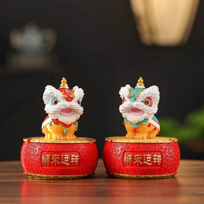 醒狮摆件招财进宝烟灰缸茶桌摆件家居客厅办公时来运转装饰@645