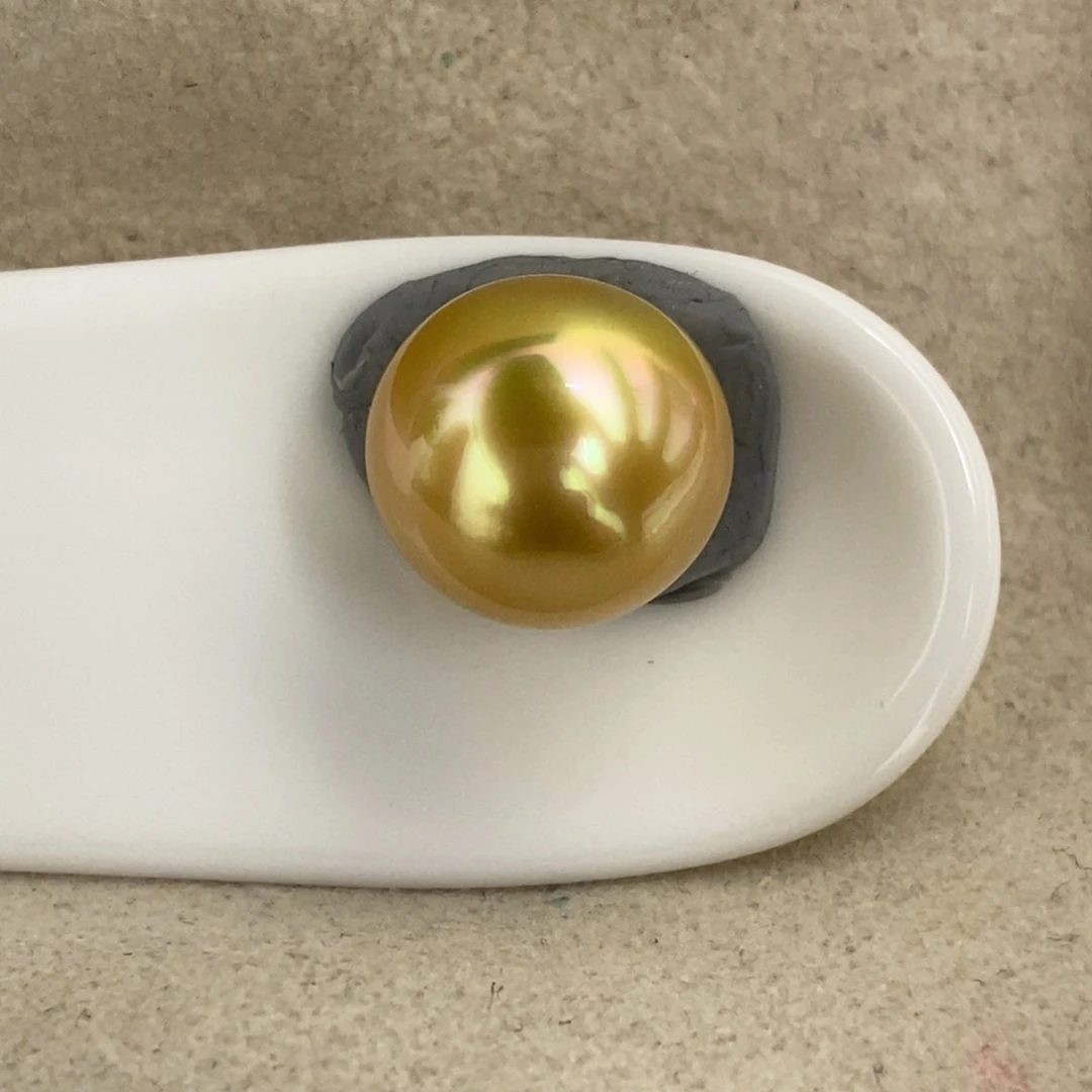 未镶嵌海水珍珠南洋金珠裸珠极光炫彩基本无暇12.9mm