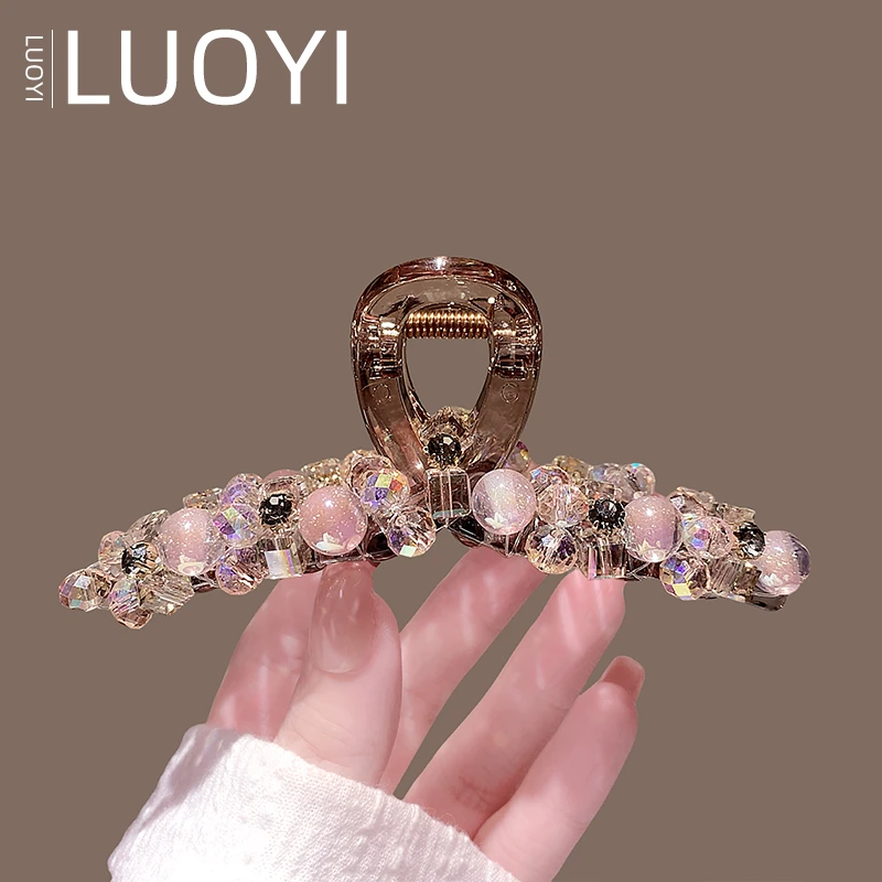 2025新款水晶抓夹高级感粉色发夹女后脑勺洋气鲨鱼夹发饰网红爆款