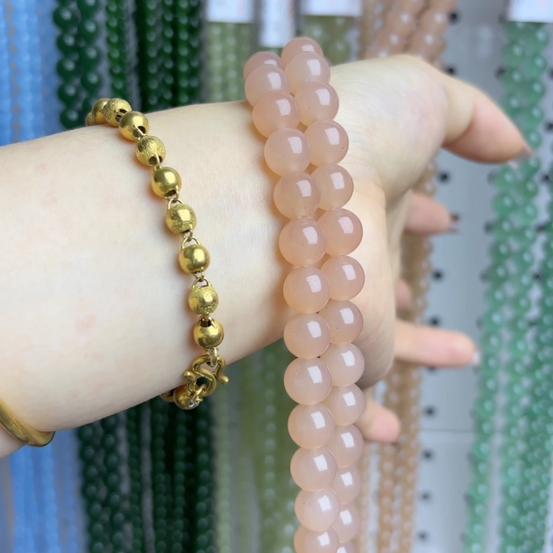 未镶嵌藕粉玉髓10m玛瑙/玉髓