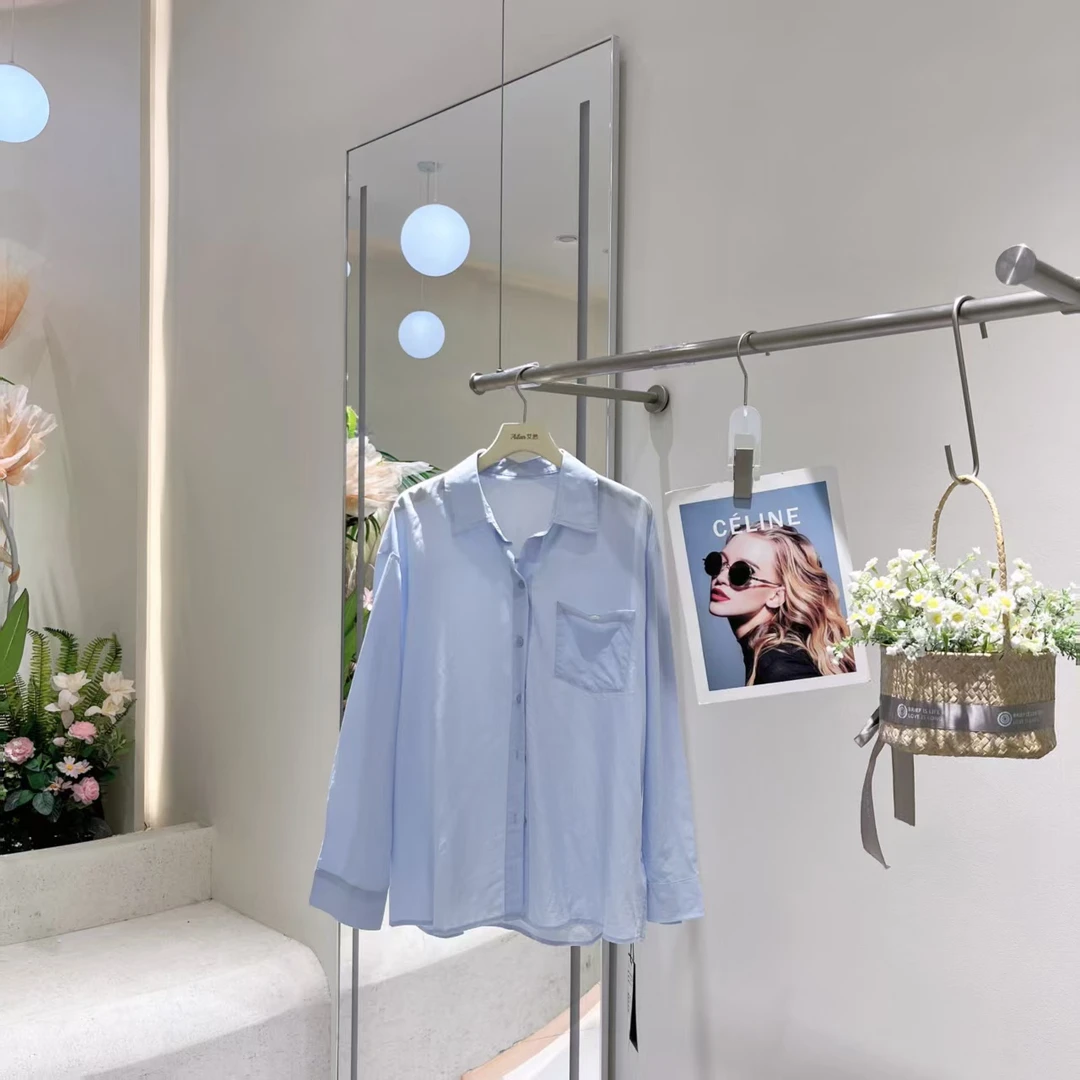 艾然女装春季上新韩系简约天丝衬衫1956