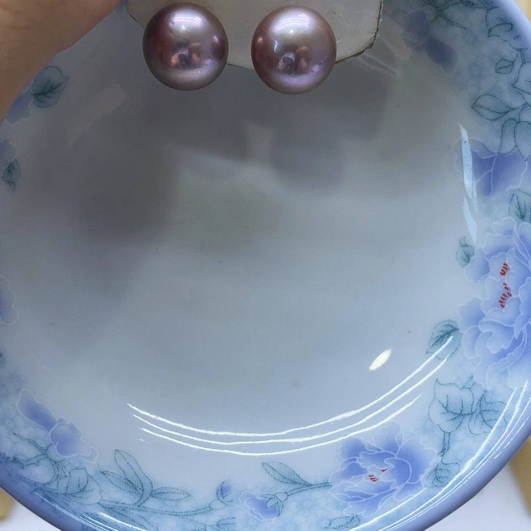 淡水珍珠银S925镶嵌耳饰