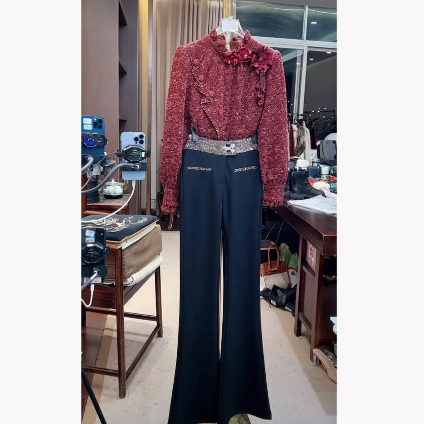 芙娜妮轻奢秋冬新款小众设计气质显瘦名媛女装时尚两件套F2432505