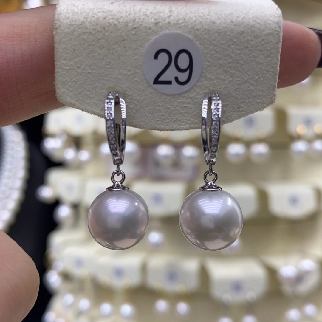 耳饰银S925镶嵌淡水珍珠
