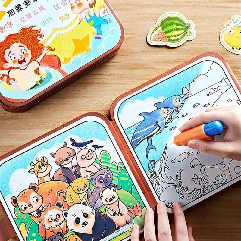 儿童神奇水画本安静书二合一反复涂鸦书清水幼儿园宝宝益智玩具