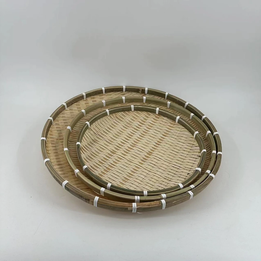 XDH（孤品）圆形竹子竹编簸箕三件套40/35/30*3