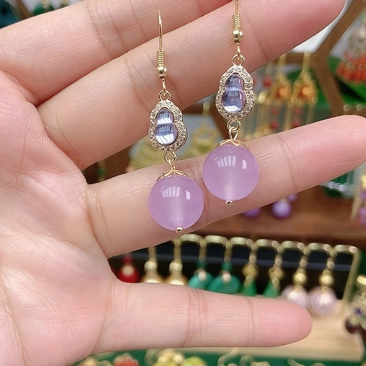 玛瑙/玉髓合金耳饰