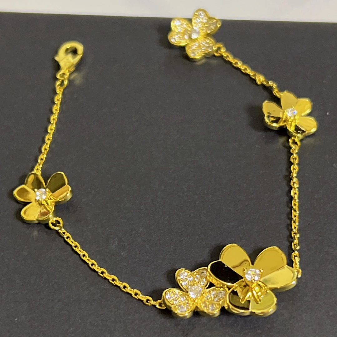 铜合金合成锆石手链 【高】大公子三叶草五花手链M1188