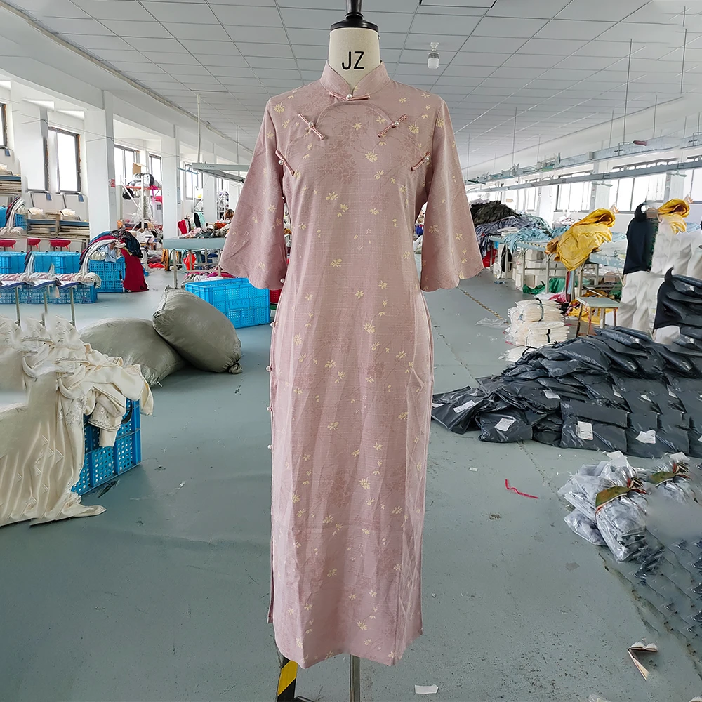 2025秋冬旗袍常规袖长袖印花中国风常规款蕾丝69-1
