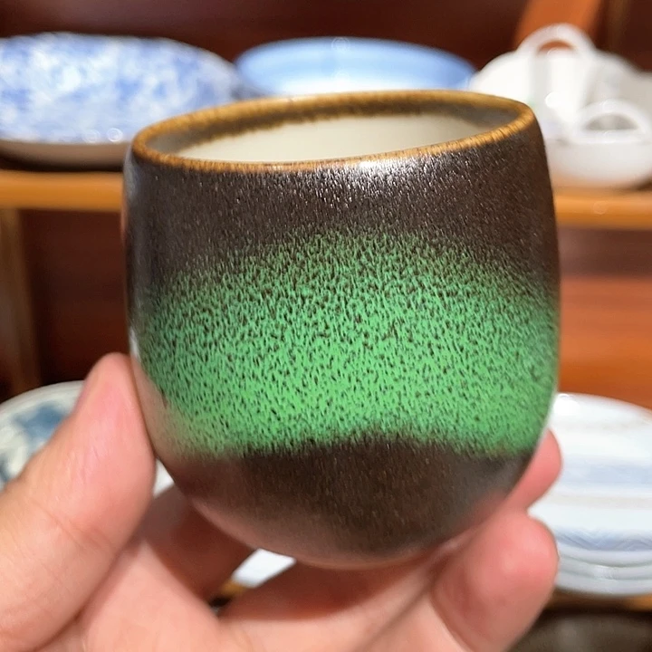 紫砂83全新清水烧橘吉撒釉陶杯