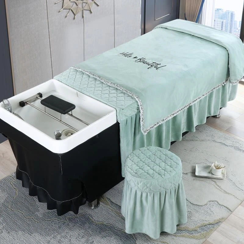 泰式水晶绒洗头床罩套被套床单美容床美发头疗馆专用床套四件套