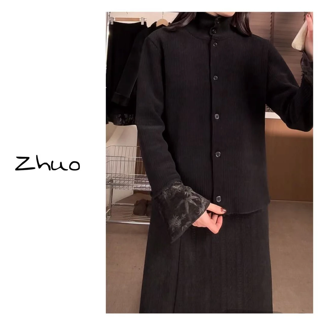 Zoe 原创【哽咽小竹】加厚加绒竖坑条拼接纹理打底袖口拼接冬季卫衣