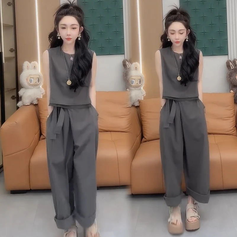 2025夏季新款时尚显瘦气质网红高档洋气女高级百搭宽松大码两件套