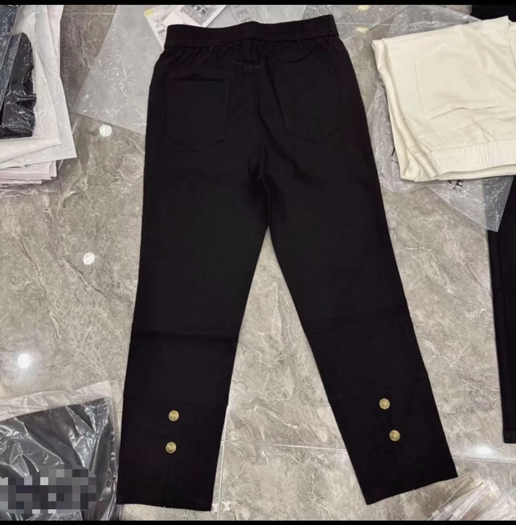 胖丫专属-25016夏季凉爽高腰弹力后纽扣开叉速干裤显瘦九分裤