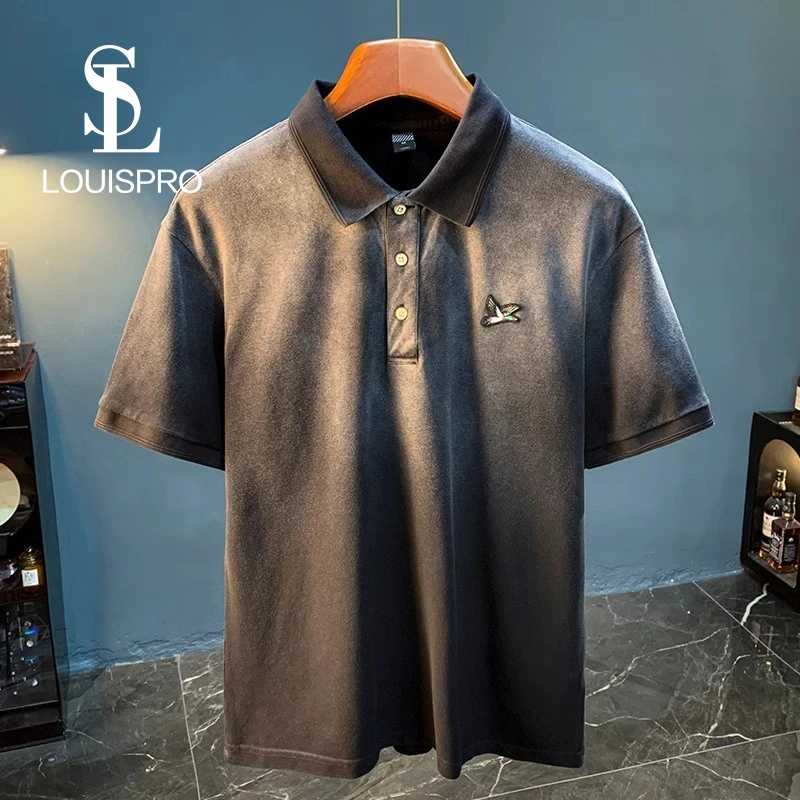 Louispro美式复古重磅男短袖夏季2025新款渐变水洗宽松T恤上衣
