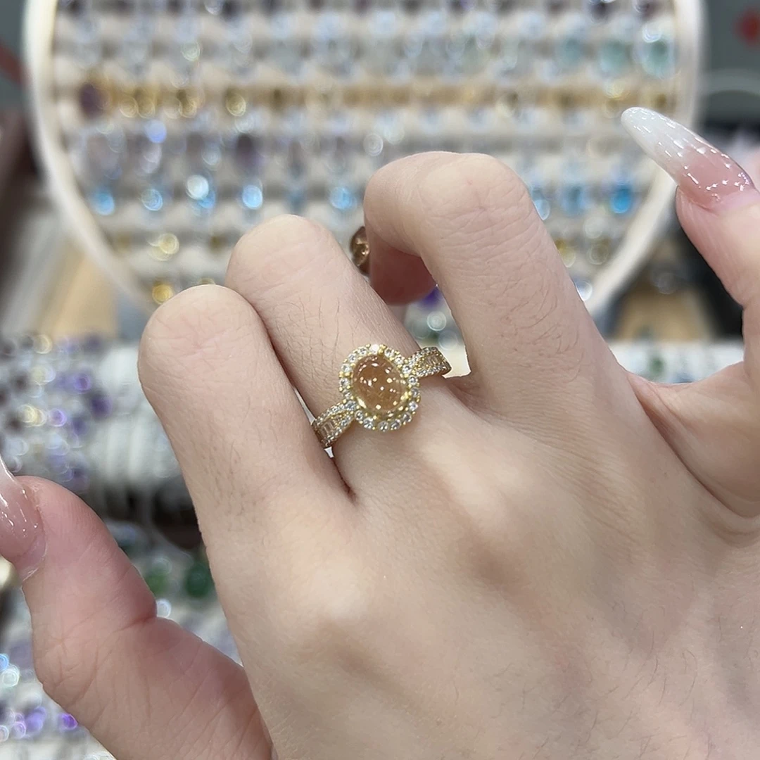 戒指银S925镶嵌黄晶