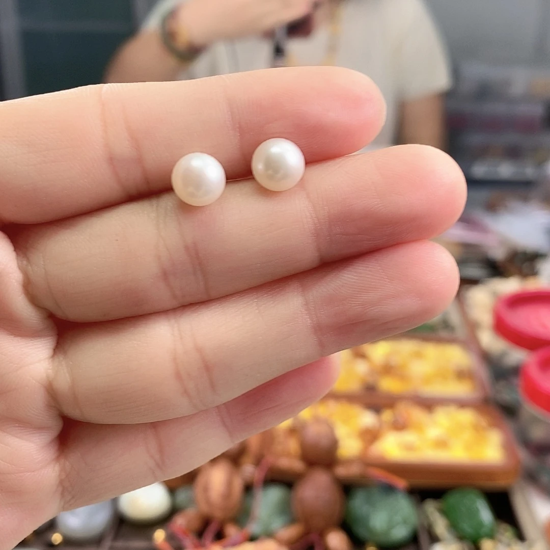 银S925镶嵌耳饰淡水珍珠