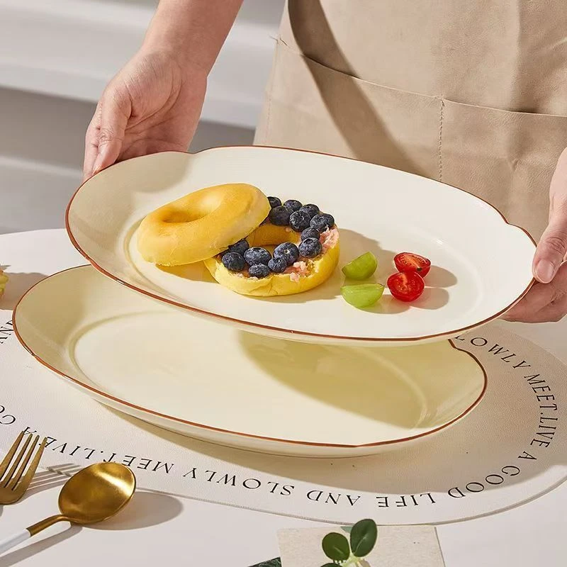 【2只装】黄鱼盘长32cm宽22cm大号福韵鱼盘健康釉下彩陶瓷欧式鱼盘