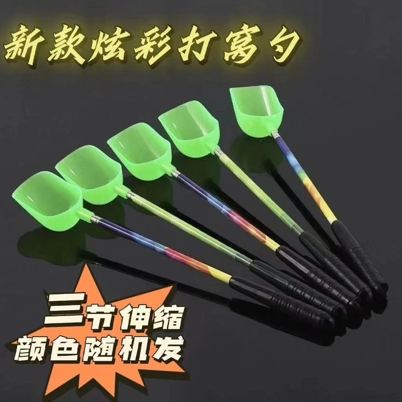 SQ/打窝勺可伸缩不锈钢打窝器钓鱼打饵勺垂钓勺三节伸缩打饵料勺