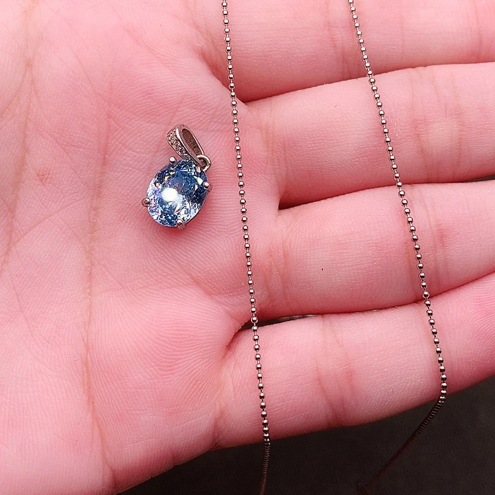 银S925镶嵌吊坠(赠链)海蓝宝石