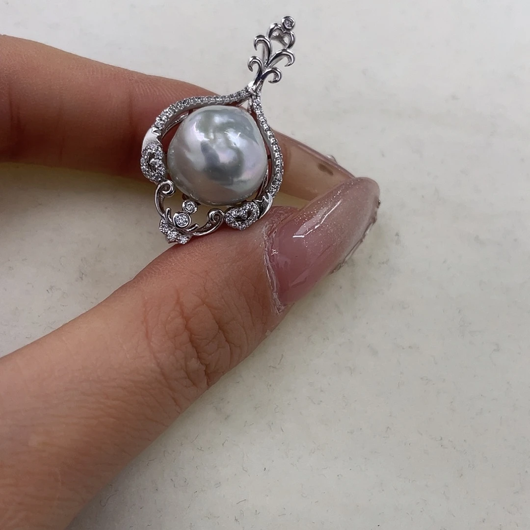 海水珍珠银S925镶嵌戒指