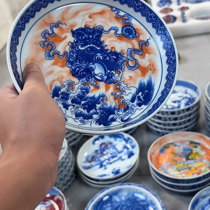 瓷片帆红醒狮大胡乘景德镇
