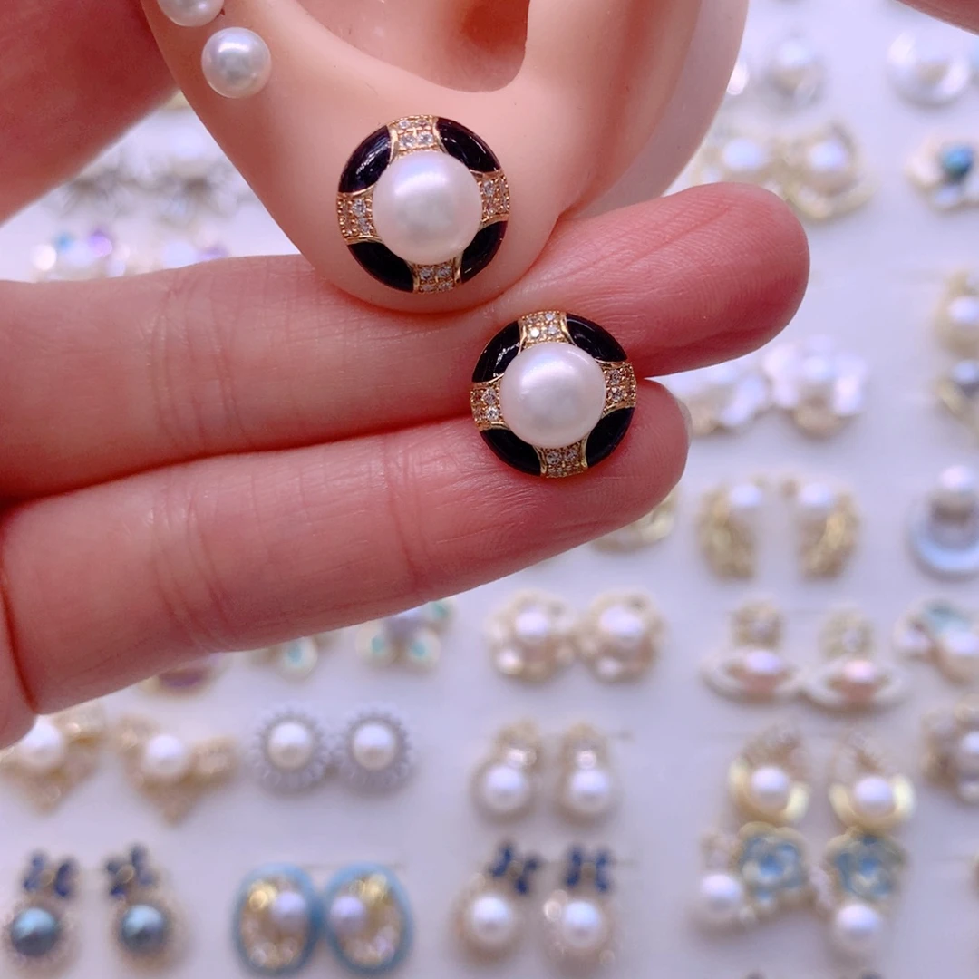 合金淡水珍珠耳饰