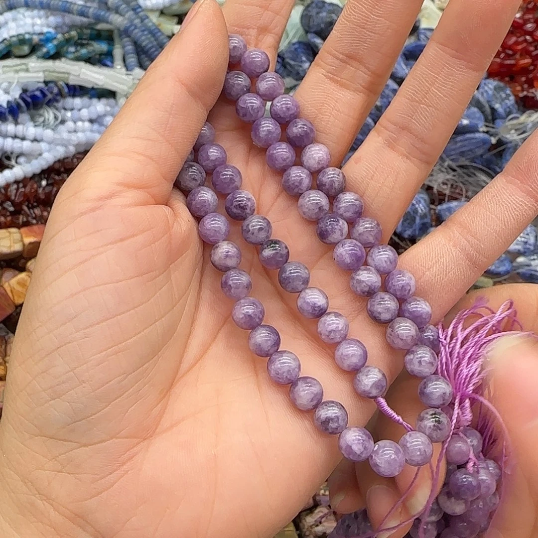 玛瑙/玉髓合金珠宝半成品紫云母6mm一条