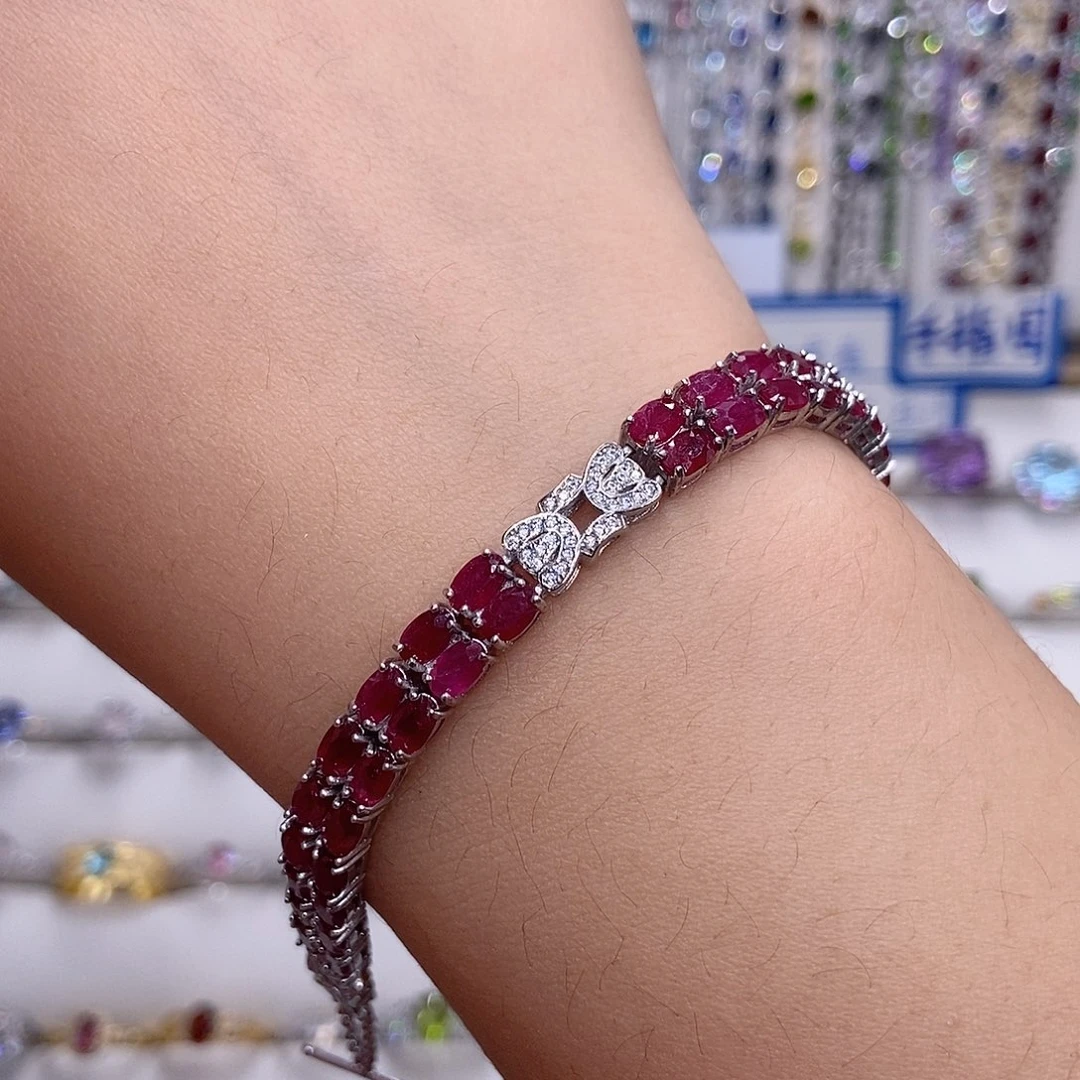 红宝石手链银S925镶嵌