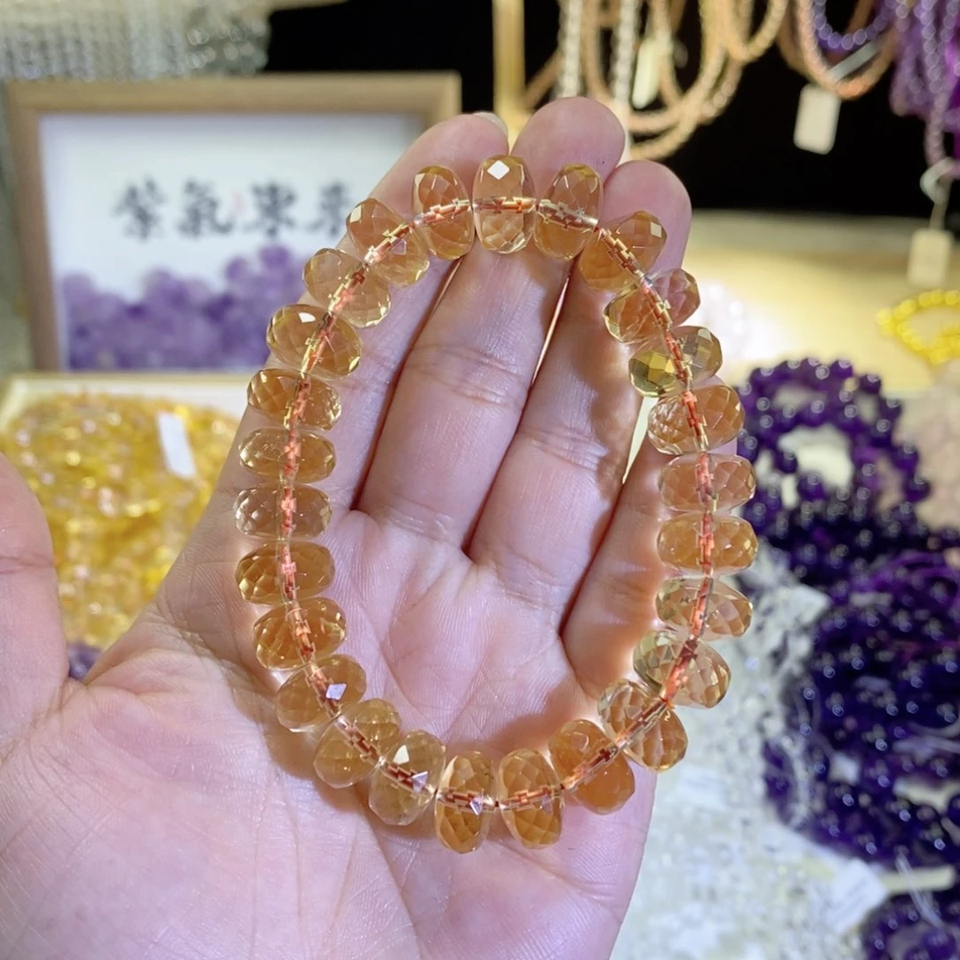 水晶手链未镶嵌黄水晶刻面卡12