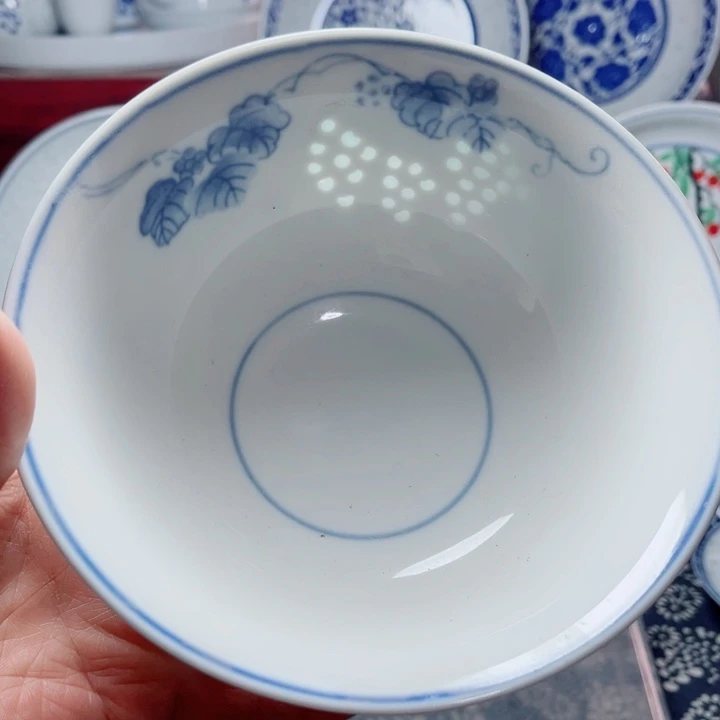 青花玲珑6寸面碗葡萄