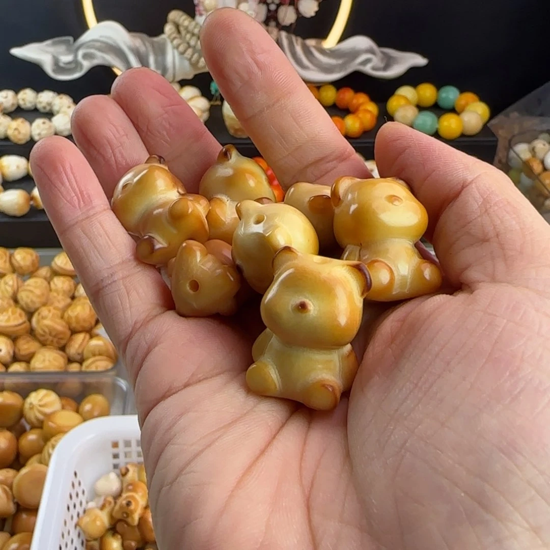 菩提根/象牙果手串微瑕牙果炭烤小熊10颗