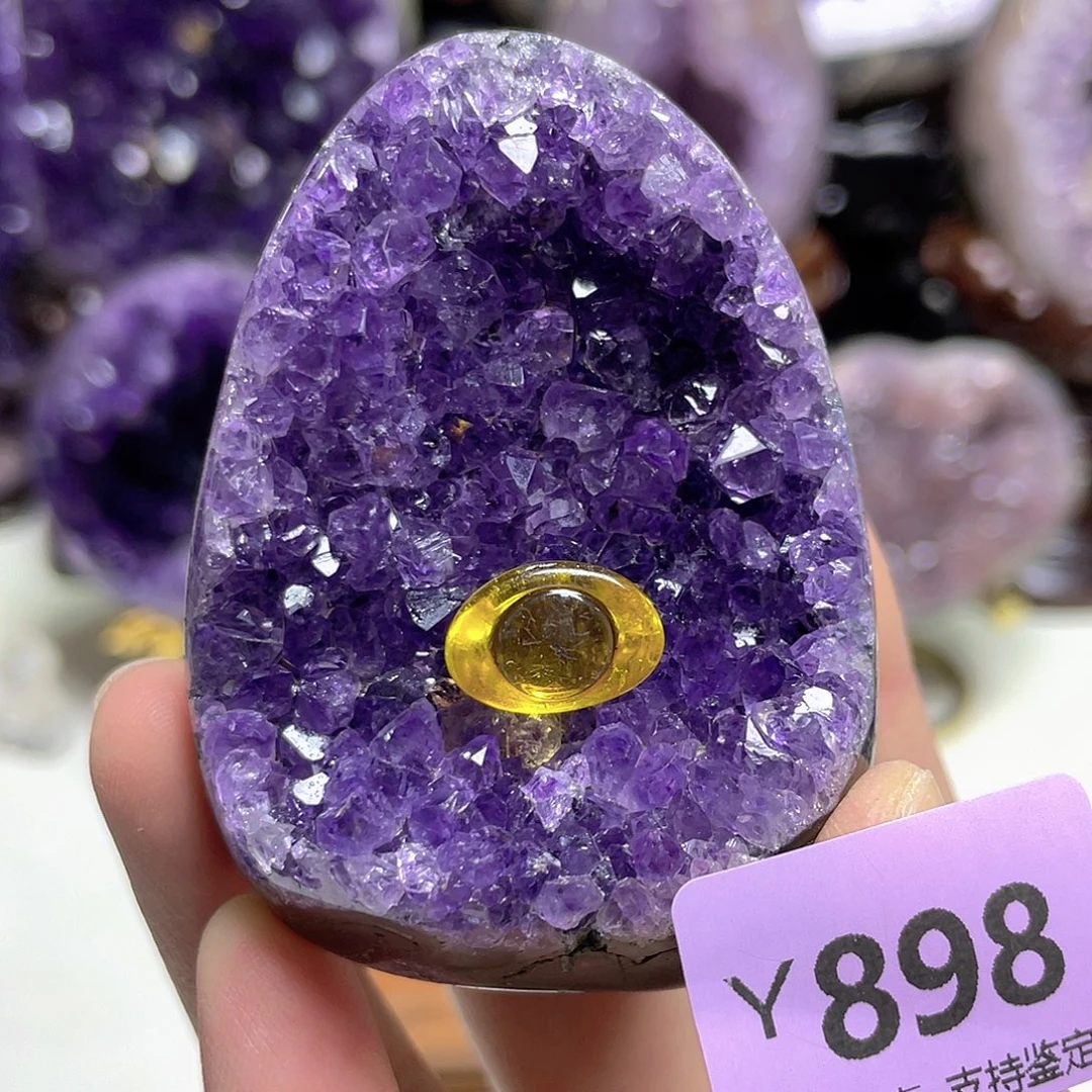 未镶嵌摆件紫晶高门槛晶震带窝窝