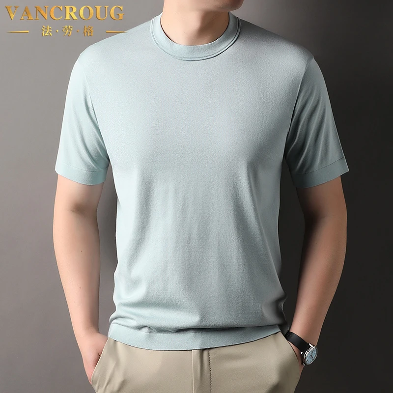 VANCROUG/法劳格短袖t恤男士夏季韩版休闲纯色百搭薄款圆领上衣服